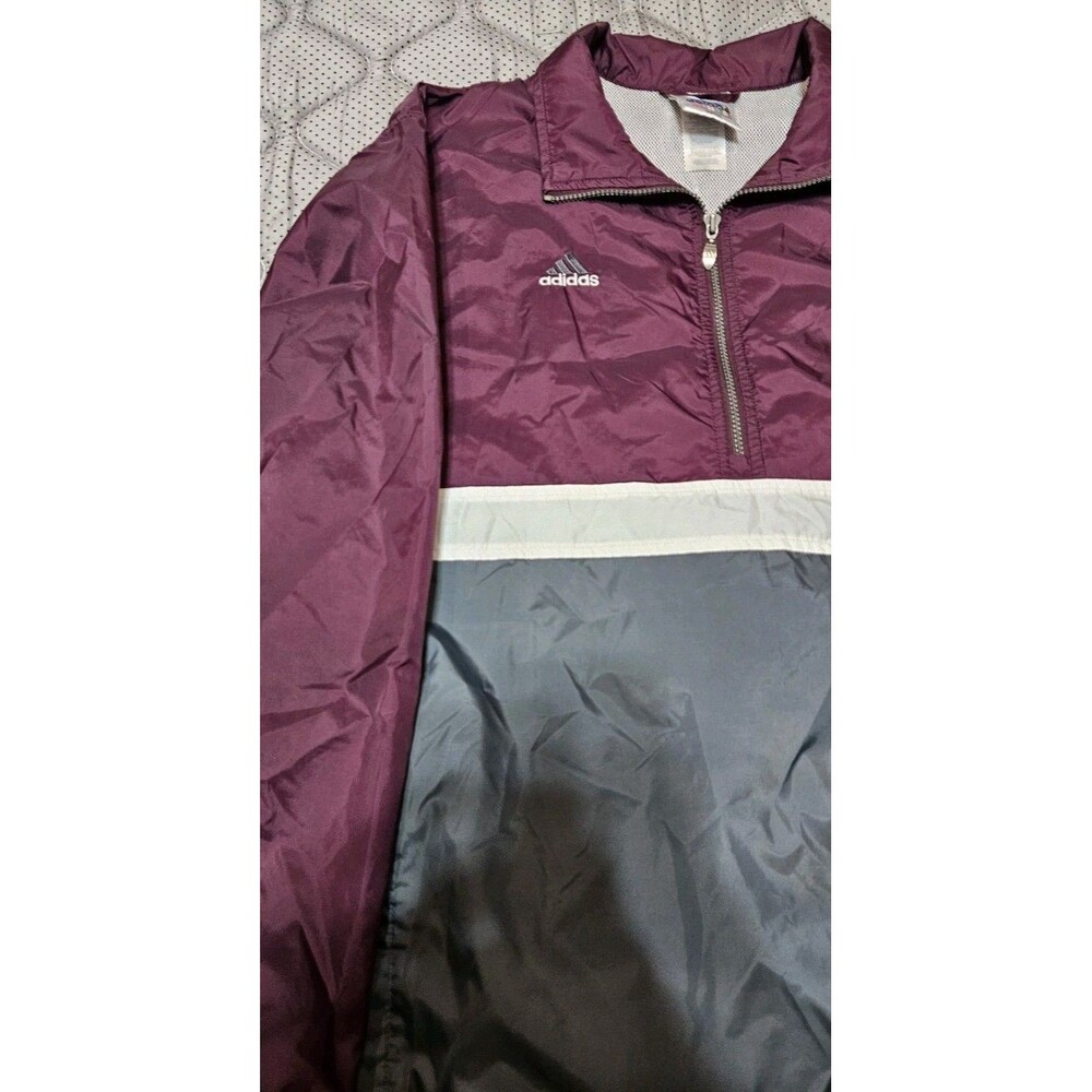 Vintage Adidas Windbreaker Pullover Jacket Half Zip Colorblock 3 Stripe Mens XL - Picture 7 of 16